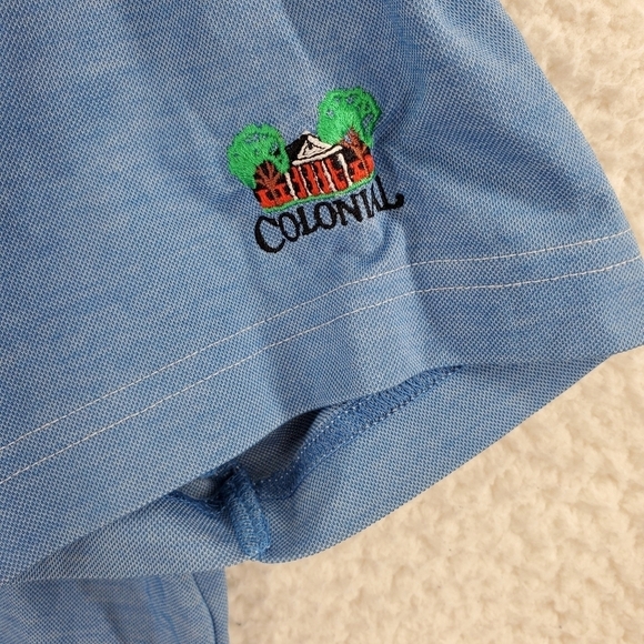 Travis Mathew Shirt Mens L Blue Polo Golf Colonial CC Logo Pima Cotton Blend - Picture 9 of 14